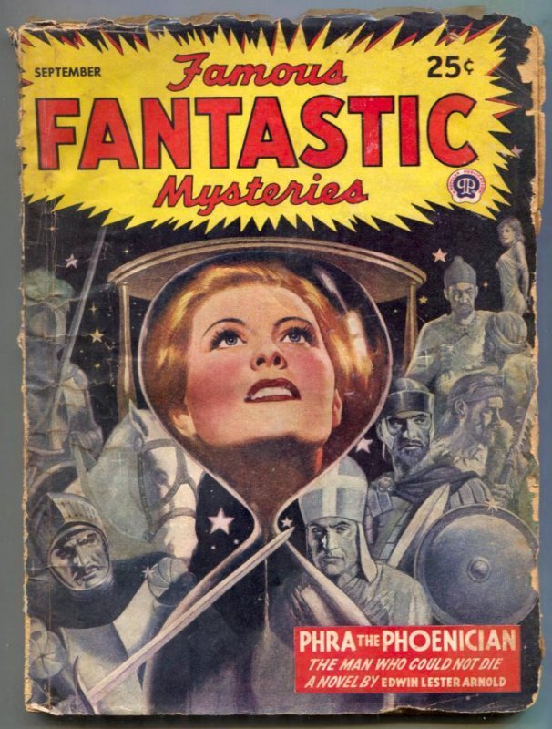 Pulp: Famous Fantastic Mysteries Pulp September 1945-Phra the Phoenician (1945), raw, ungraded comic book — front cover