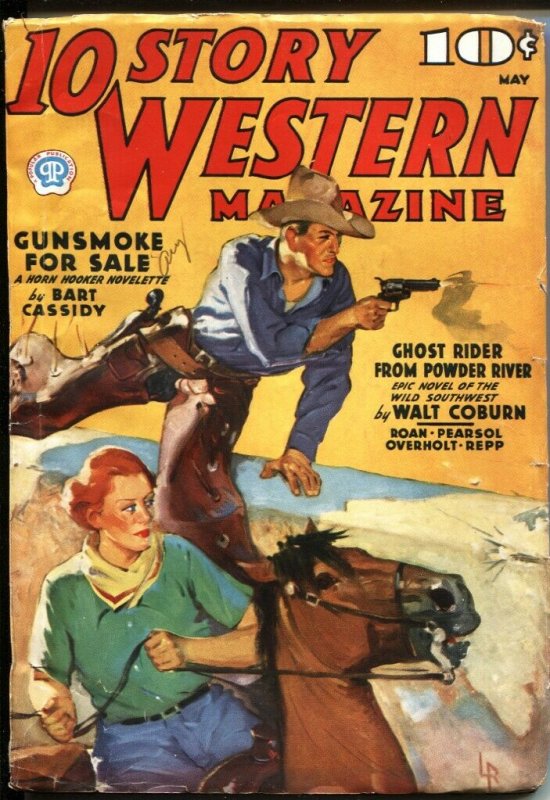 10 Story Western--May 1937-Ghost Rider from Powder River-Violent-Pulp (1937), raw, ungraded comic book — front cover