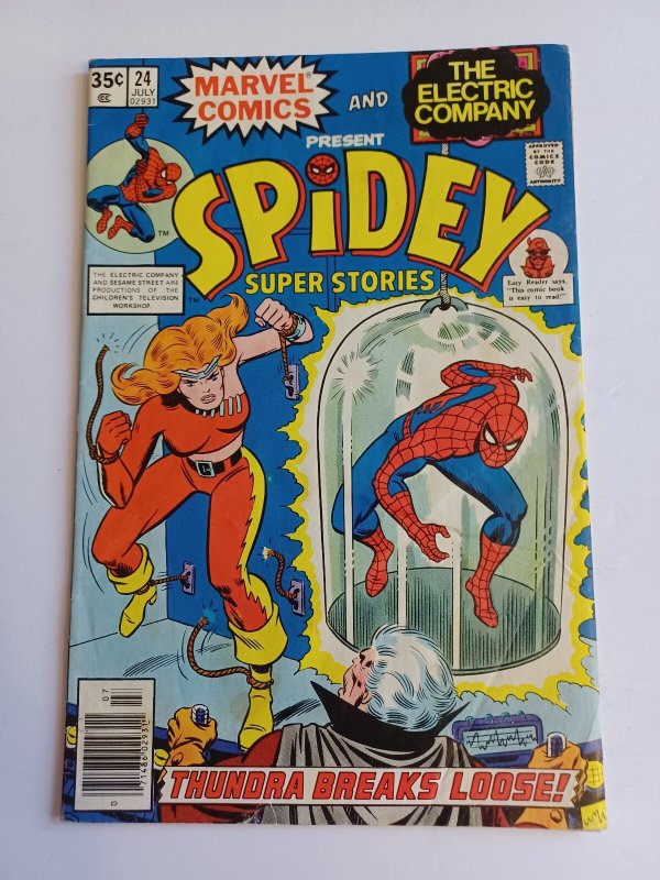 Spidey Super Stories #24 (1977), raw comic book in VG/FN condition — front cover
