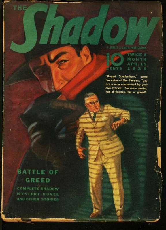 Shadow 1939 Apr 15-Street and Smith Pulp-Rare VG (Street and Smith, 1939), raw comic book in VG condition — front cover