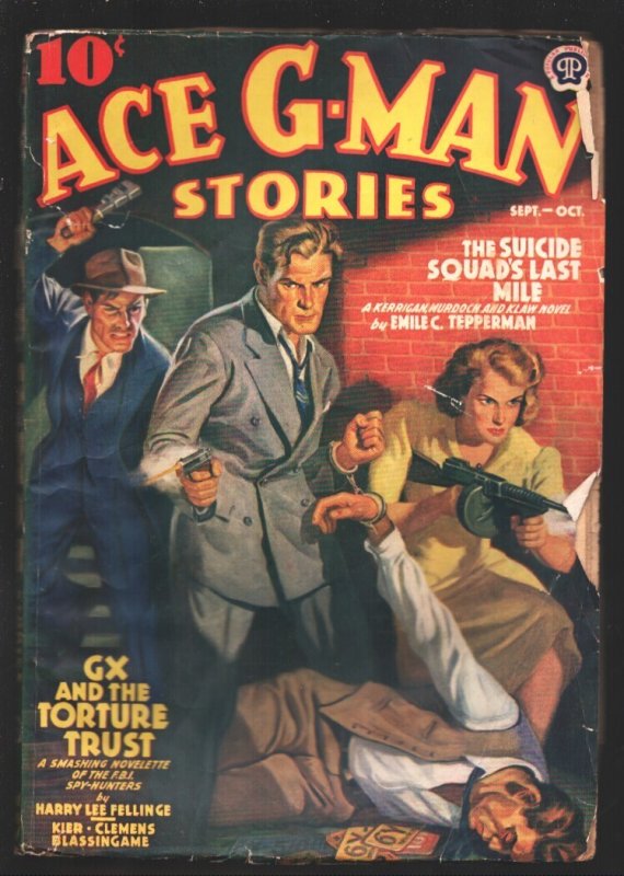 Ace G-Man Stories 9/1939-Suicide Squad Tommy gun Cover-1st "The Ghost" by Wya... (Popular Publications, 1939), raw, ungraded comic book — front cover