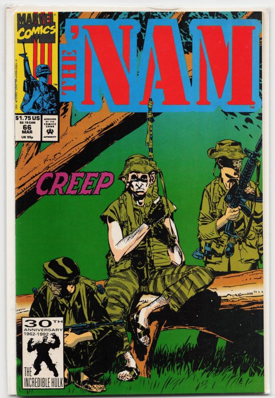 The 'Nam #66 (1992), raw, ungraded comic book — front cover