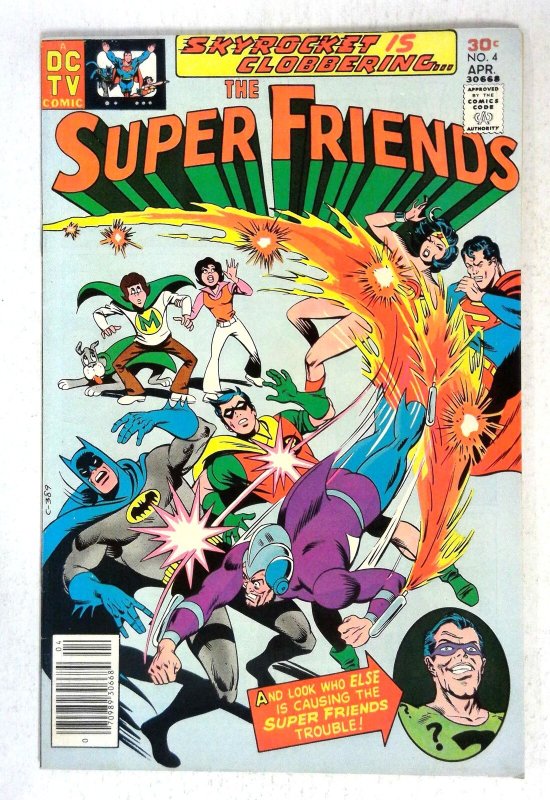 Super Friends #4 (DC Comics, 1977), raw comic book in VF condition — front cover