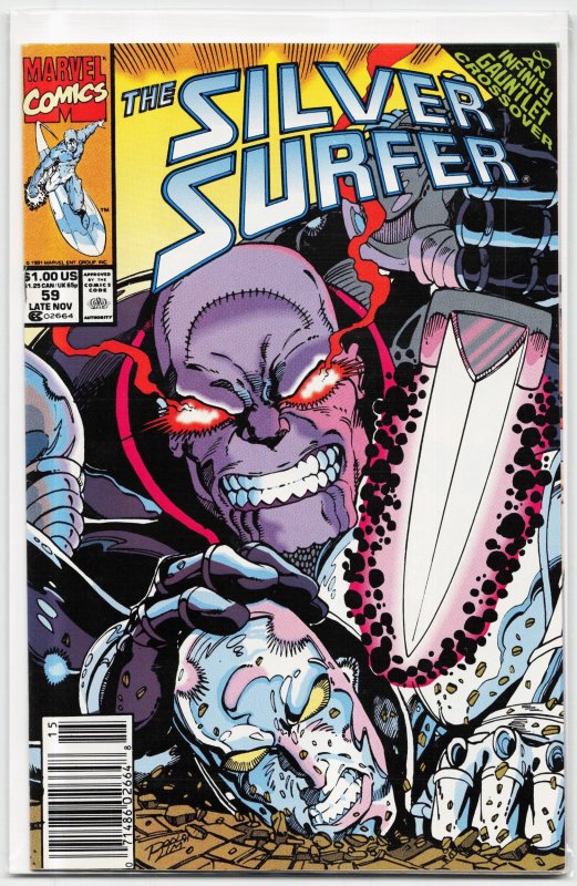 Silver Surfer #59 (Marvel Comics, 1991), raw, ungraded comic book — front cover