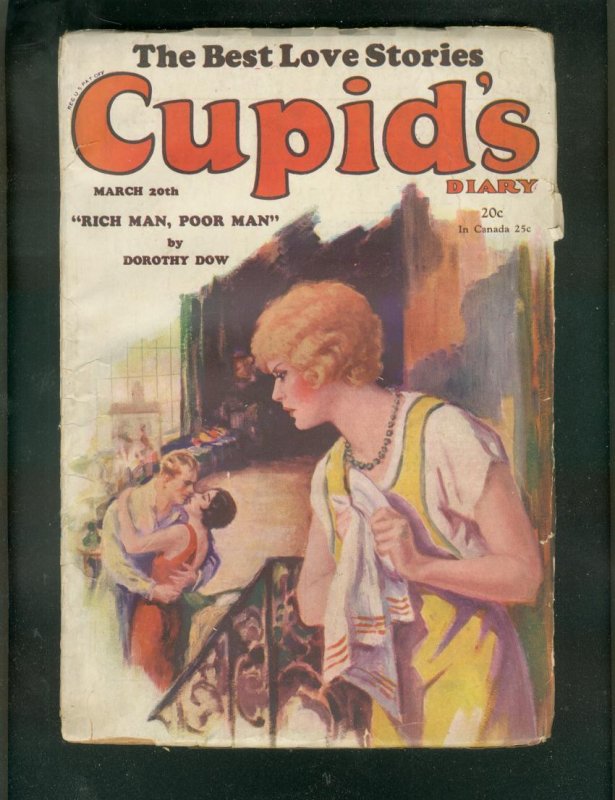 Pulp: Cupid's Diary Pulp 3/20/1929 -Dorothy DOW-Rare Romance G/VG, raw comic book in VG condition — front cover