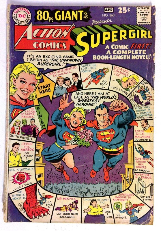 Action Comics #360 (DC Comics, 1968), raw comic book in VG condition — front cover