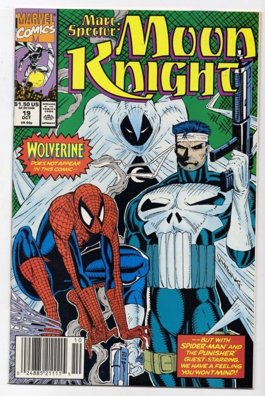 Marc Spector: Moon Knight #19 (Marvel Comics, 1990), raw comic book in NM 9.4 condition — front cover