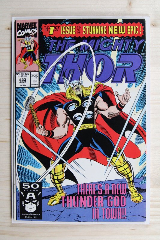 The Mighty Thor #433 (Marvel Comics, 1991), raw comic book in VF/NM 9.0 condition — front cover