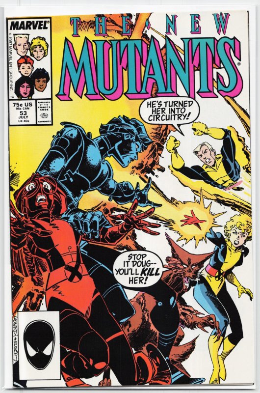 The New Mutants #53 (Marvel Comics, 1987), raw, ungraded comic book — front cover