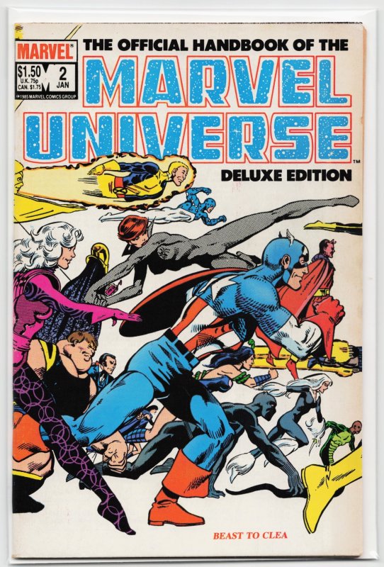 The Official Handbook of the Marvel Universe #2 (1986), raw, ungraded comic book — front cover