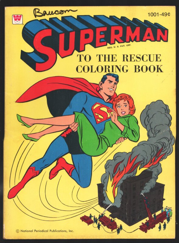 Superman to the Rescue Coloring Book #1001 (1975), raw comic book in FR condition — front cover