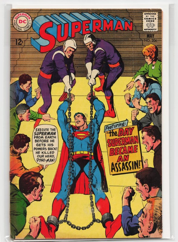 Superman #206 (DC Comics, 1968), raw, ungraded comic book — front cover
