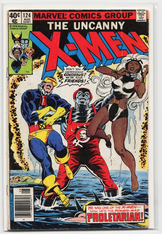The X-Men #124 (Marvel Comics, 1979), raw, ungraded comic book — front cover