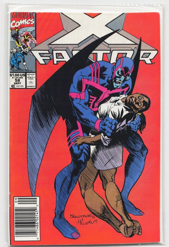 X-Factor #58 (Marvel Comics, 1990), raw, ungraded comic book — front cover
