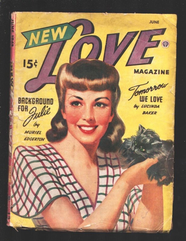 New Love 6/1945-Popular-Pin-up Girl Cover Art-Pulp Romance Tales by Lucinda Bake, raw, ungraded comic book — front cover