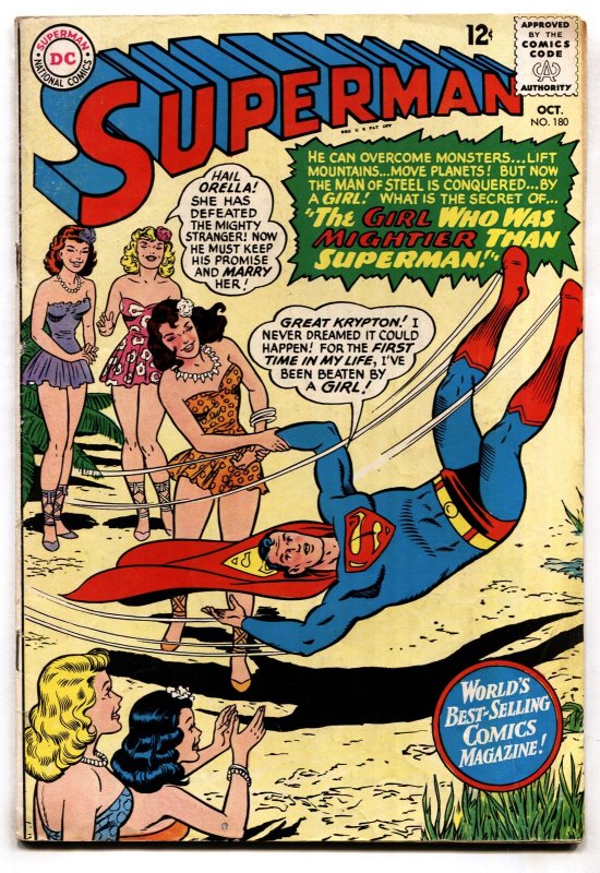 Superman #180-1965-DC-Silver-Age Comic Book (DC Comics, 1965), raw, ungraded comic book — front cover