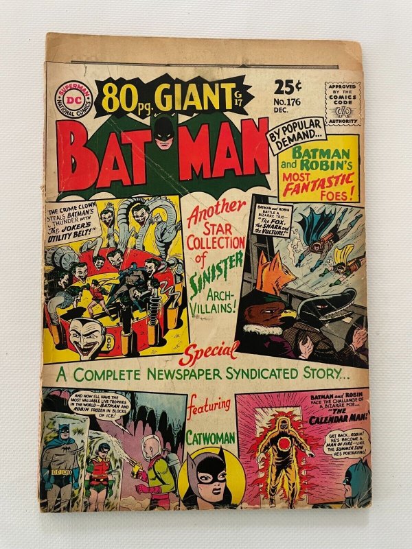 Batman #176 (DC Comics, 1965), raw comic book in VG condition — front cover