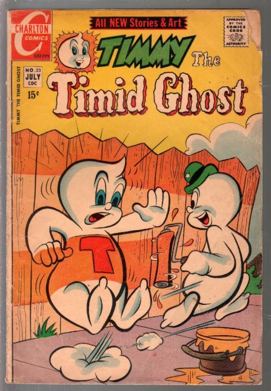 Timmy the Timid Ghost #23 (Charlton Comics, 1971), raw comic book in VG- condition — front cover