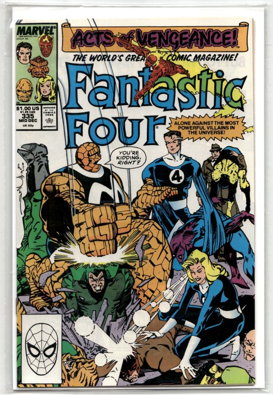 Fantastic Four #335 (Marvel Comics, 1989), raw, ungraded comic book — front cover