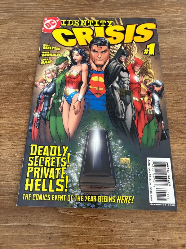 Lot of 7 Identity Crisis DC Comic Books # 1 2 3 4 5 6 7 Vf/nm Superman 4 J379, raw comic book in VF/NM condition — front cover