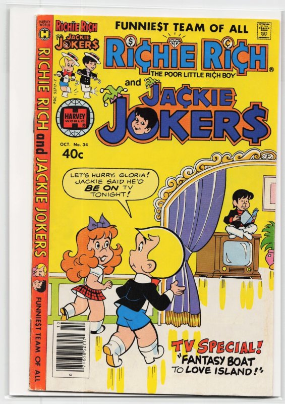 Richie Rich & Jackie Jokers #34 (Harvey Comics, 1979), raw, ungraded comic book — front cover
