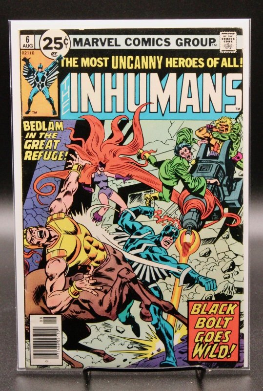 The Inhumans #6 (Marvel Comics, 1976), raw comic book in FN/VF 7.0 condition — front cover