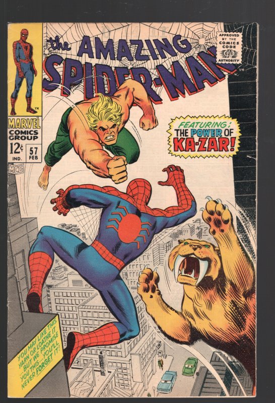 Amazing Spider-Man #57 (Marvel Comics, 1968), raw comic book in 6.5 condition — front cover