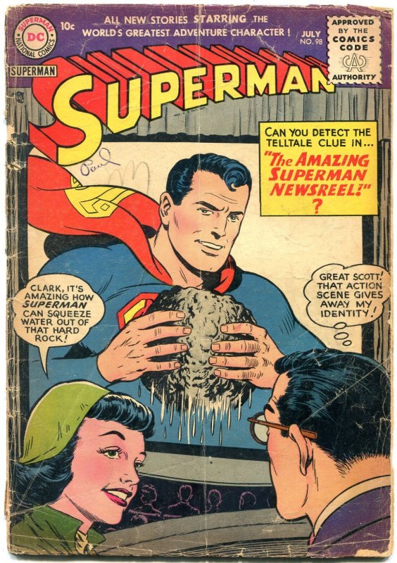 Superman #98 (DC Comics, 1955), raw comic book in FR condition — front cover