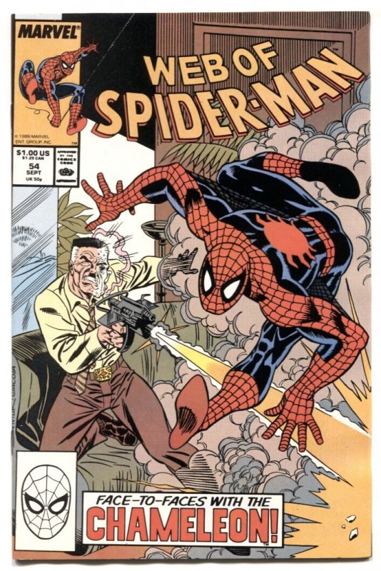 Web of Spider-Man #54 (Marvel Comics, 1989), raw comic book in VF+ condition — front cover