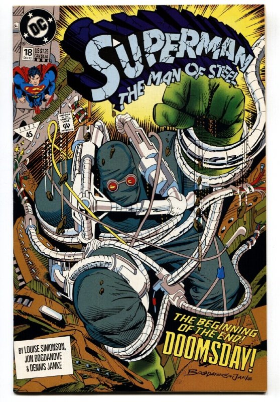 Superman: The Man of Steel-Third Print #18 (DC Comics, 1992), raw comic book in VF condition — front cover