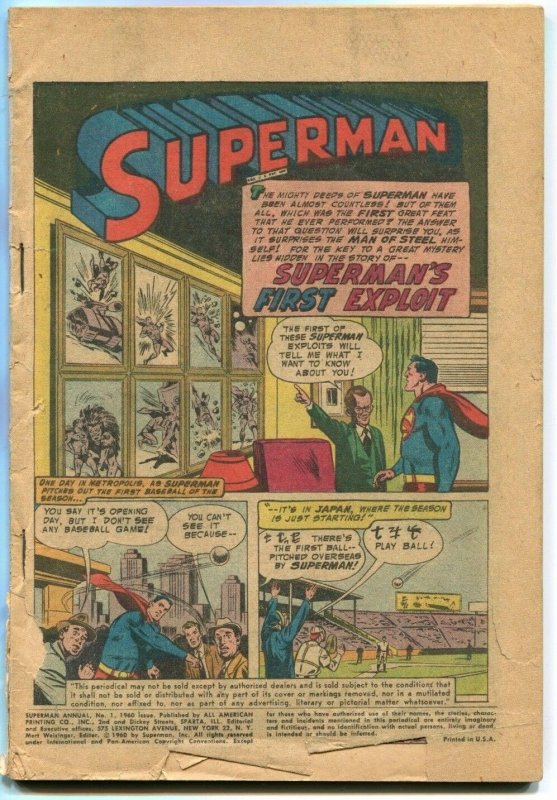 1960 Superman Annual #1 (1960), raw, ungraded comic book — front cover
