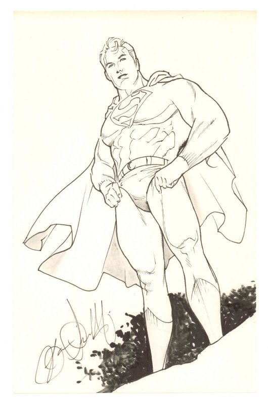 Superman Full Figure Drawing - 1990's Signed art by Louis Small Jr. (1990), raw, ungraded comic book — front cover