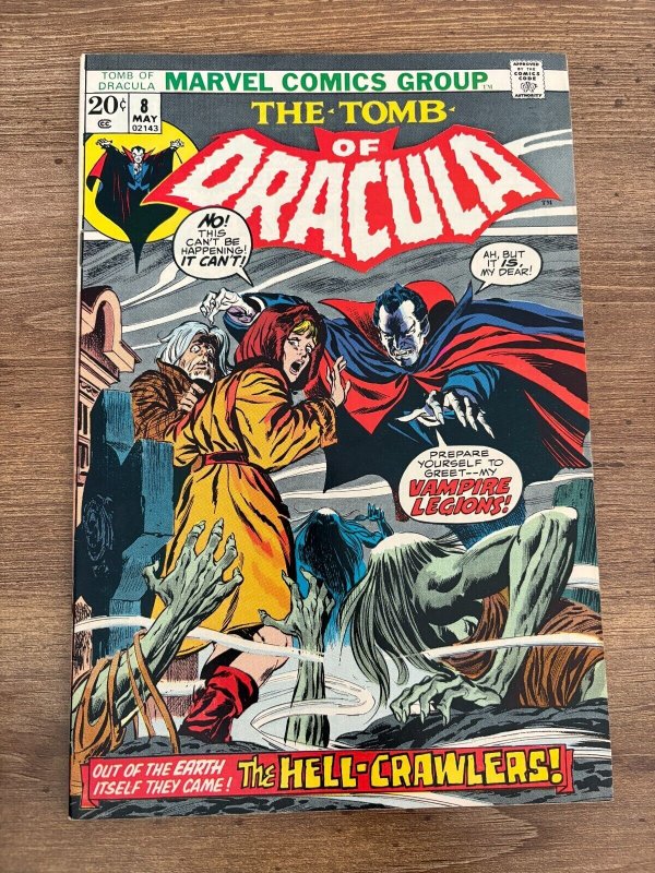 Tomb of Dracula #8 (Marvel Comics), raw comic book in NM- condition — front cover