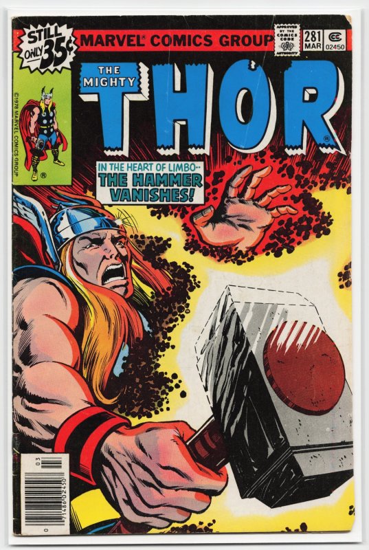 Thor #281 (Marvel Comics, 1979), raw, ungraded comic book — front cover