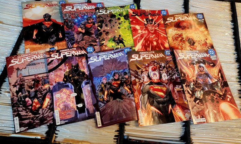 Absolute Superman #1-10 Comic Book Set - Mixed Printings DC Sold OUT! (DC Comics, 2025), raw, ungraded comic book — front cover