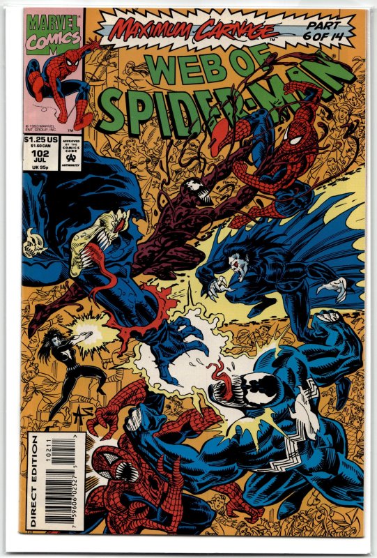 Web of Spider-Man #102 (Marvel Comics, 1993), raw, ungraded comic book — front cover