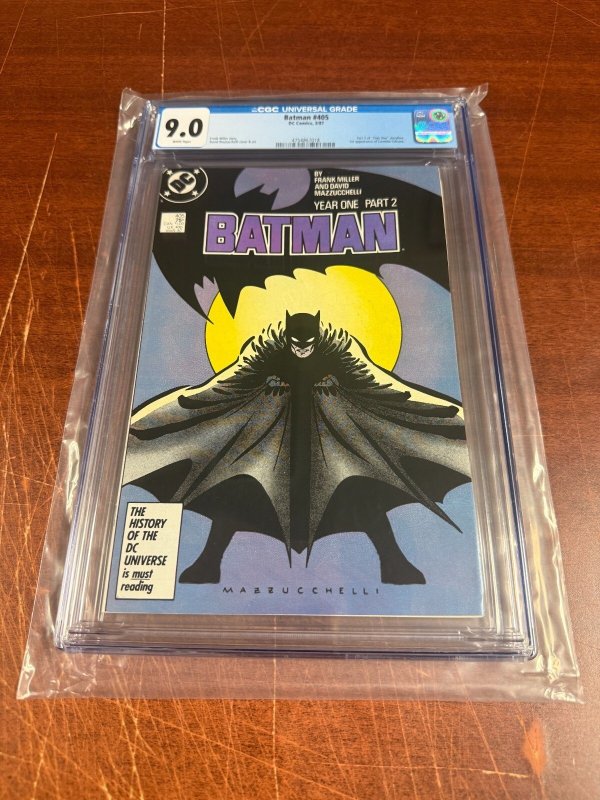 Batman #405 (DC Comics, 1987), CGC 9.0 graded comic book, Universal Blue label — front cover in its holder