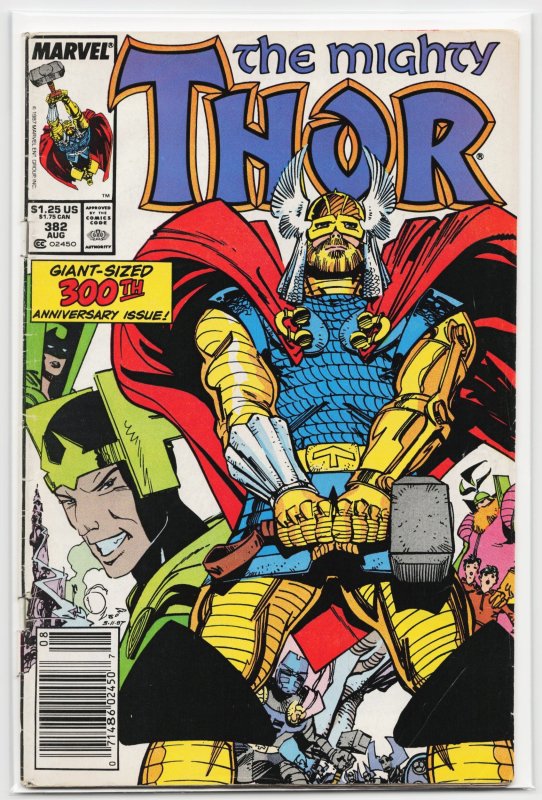 Thor #382 (Marvel Comics, 1987), raw, ungraded comic book — front cover