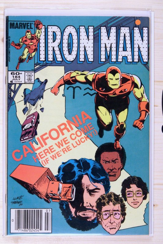 Iron Man #184 (Marvel Comics, 1984), raw comic book in VF- 7.5 condition — front cover