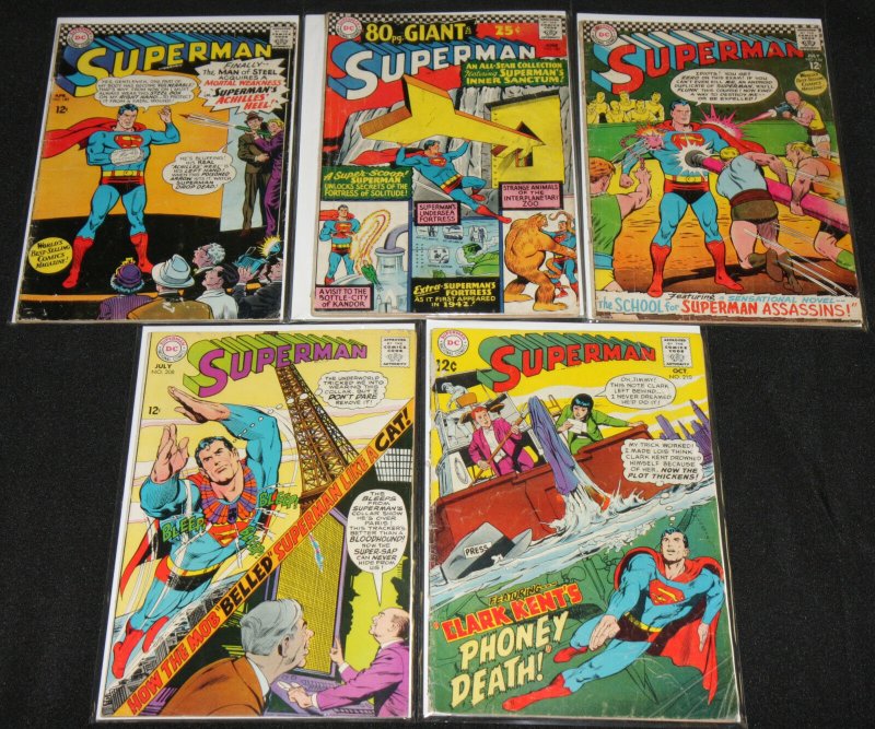 DC Silver-Bronze Age Superman + Superboy Titles 27 Mid Grade Comic Lot Vg-Vf (DC Comics), raw comic book in VF condition — front cover