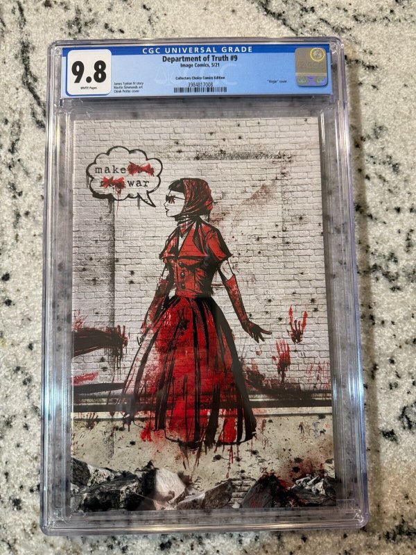 Department of Truth #9 (Image Comics, 2021), CGC 9.8 graded comic book, Universal Blue label — front cover in its holder