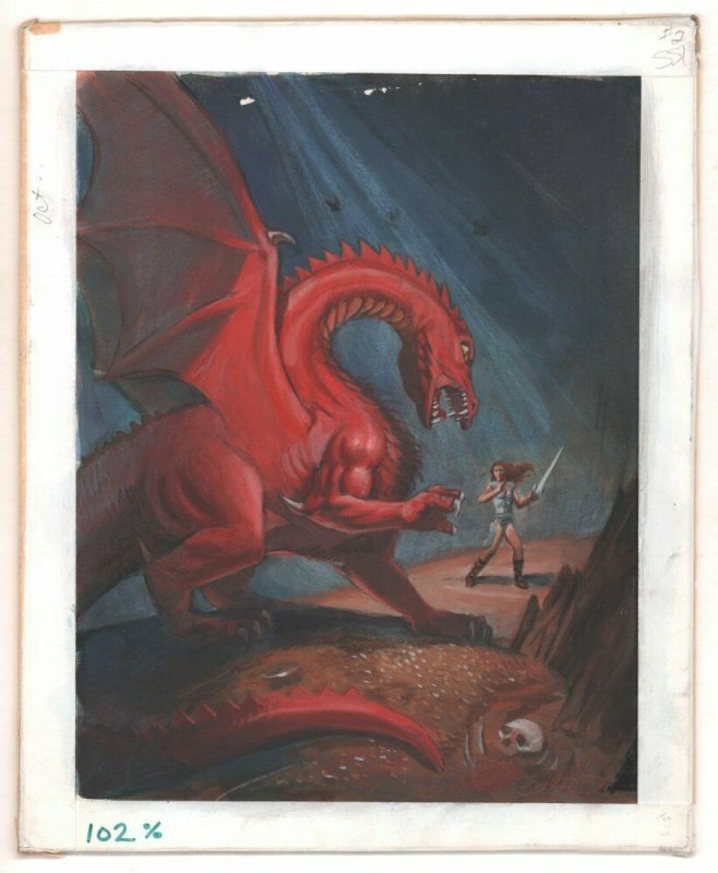 Dragon vs. Warrior Babe Painted Art Book Cover? - Signed art by Joe Chiodo, raw, ungraded comic book — front cover