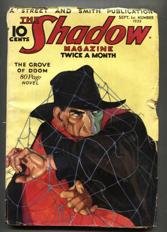 Shadow 1933 Sep 1-Grove of Doom-STREET AND Smith-Rare Pulp VG (1933), raw comic book in VG condition — front cover