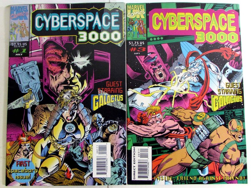 Cyberspace 3000 Lot of 2 #1, 3 (1993) Marve Comics UK Galactus Comic Books (1993), raw, ungraded comic book — front cover