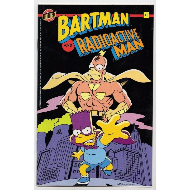 Bartman and Radioactive Man #1 (1994), raw comic book in NM- 9.2 condition — front cover
