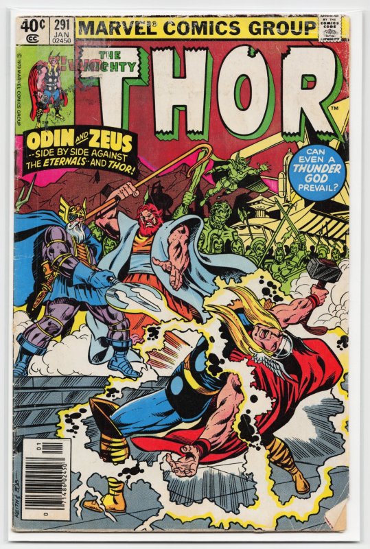 Thor #291 (Marvel Comics, 1980), raw, ungraded comic book — front cover