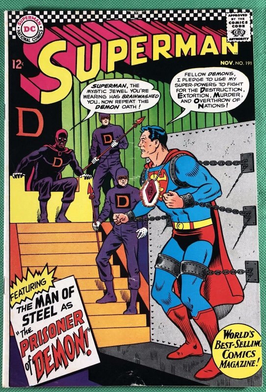 Superman #191 (DC Comics, 1939), raw comic book in VG 4.0 condition — front cover