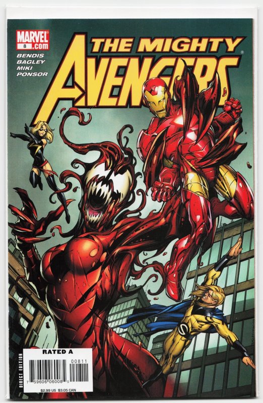 The Mighty Avengers #8 (Marvel Comics, 2008), raw, ungraded comic book — front cover