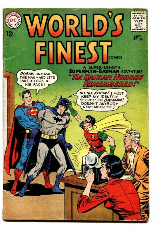 Worlds Finest #136 (DC Comics, 1962), raw, ungraded comic book — front cover