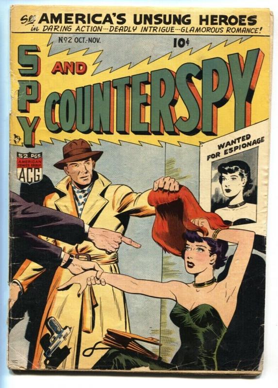 Spy-Hunters #2 (1949), raw comic book in VG condition — front cover